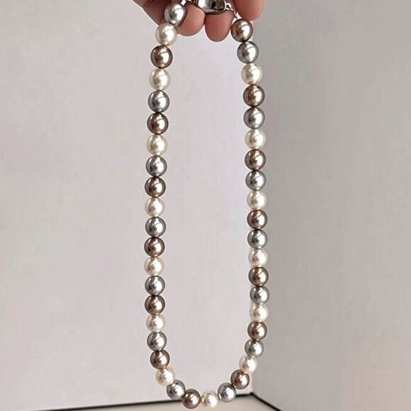 SALE Sterling Silver Vintage Mixed Pearl Necklace - Picture 3 of 5